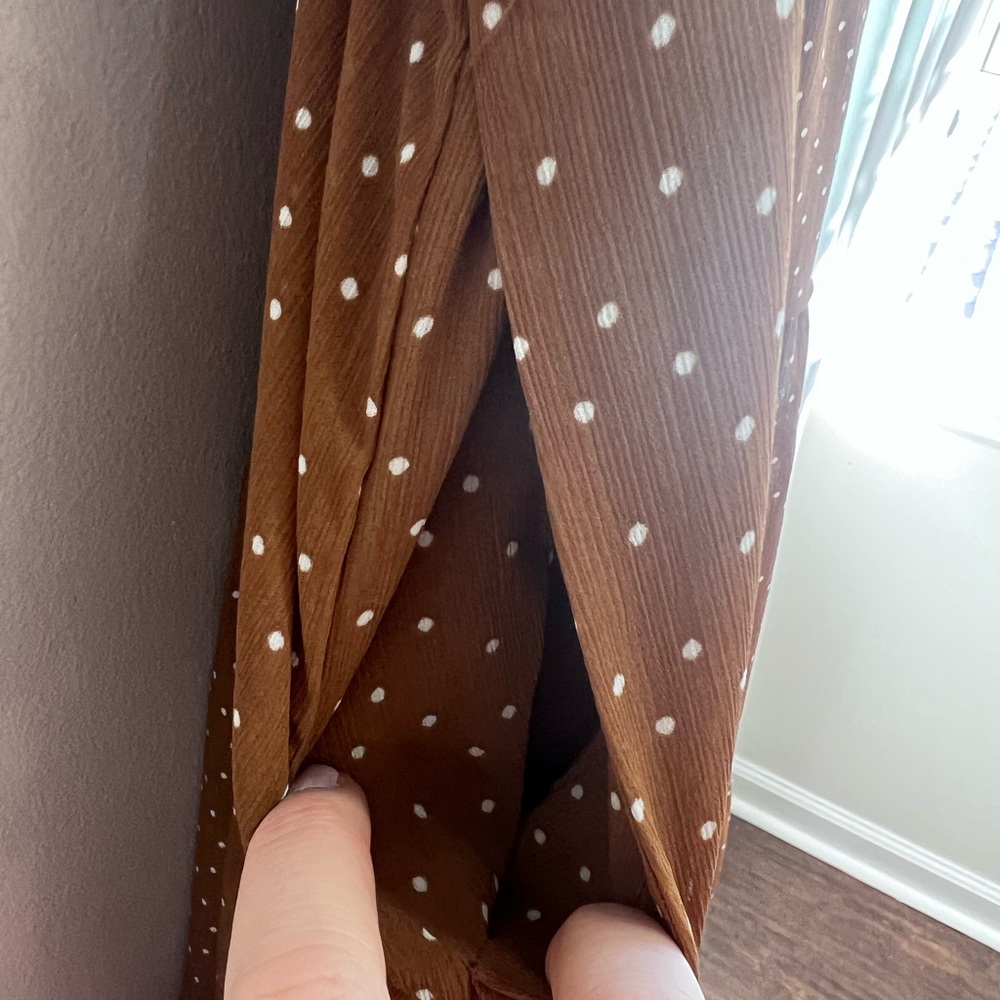 Madewell NWT Sophia Cami Tiered Midi Dress in Dot Brown Tie Back #NK473, Size 6 - Picture 15 of 16